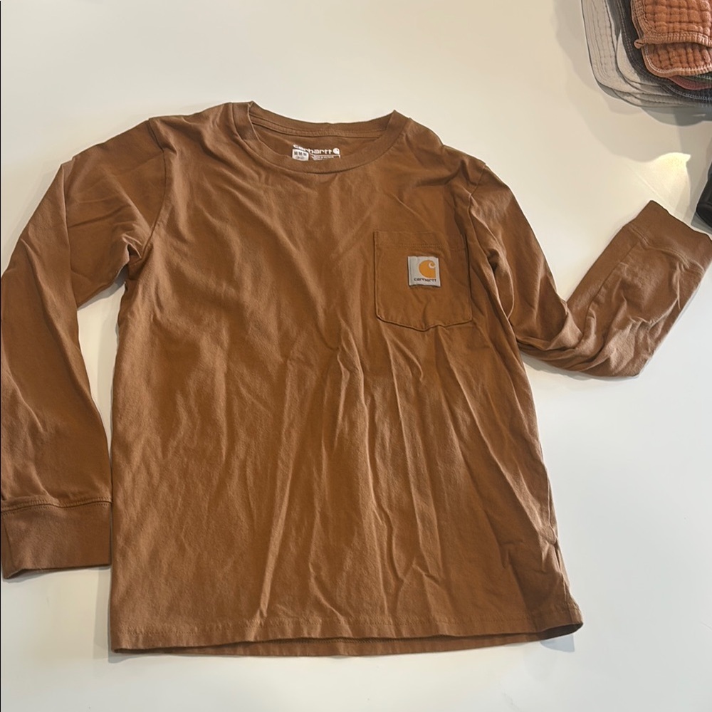 Boys Medium 11/12 Carhartt Chestnut Long Sleeve Tee
